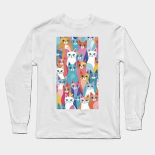 Abstract Cat Odyssey: A Journey Through Colors Long Sleeve T-Shirt